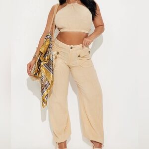 Fashion Nova “Saltwater Cargo Pant set”, tan, Size L